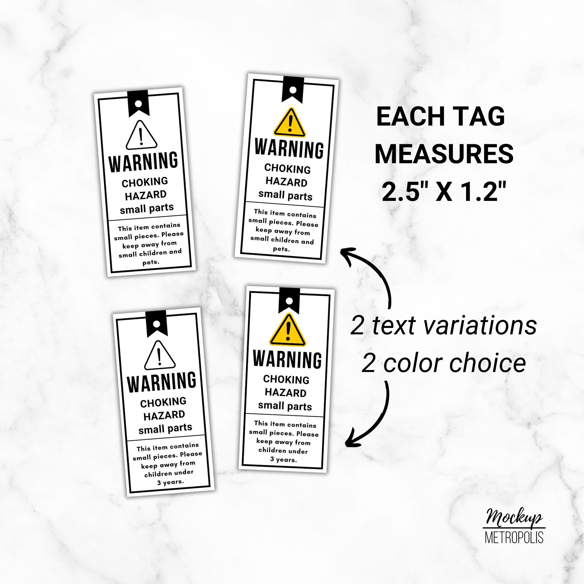 Choking Hazard Warning Tags: Printable Safety Labels (PDF Digital