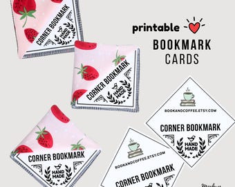 Printable Corner Bookmark Cards, Fabric Bookmark Labels (PDF Download)