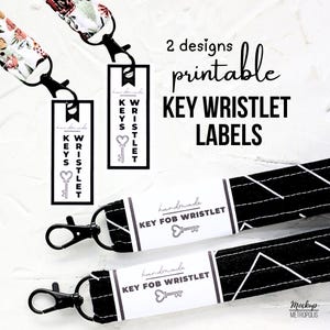 Printable Key Fob Wristlet Tags and Labels, Digital Download PDF, Handmade Key Holder Template. Market Display Product Labels for Keychain