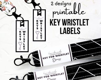 Printable Label and Tag for Handmake Key Fob Wristlet Market Packaging for Key Holder (PDF)