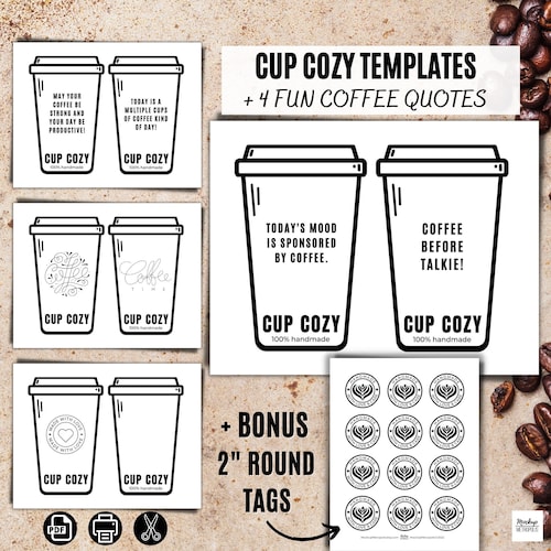 Cup Cozy Display Cards Printable Template Insert Coffee - Etsy