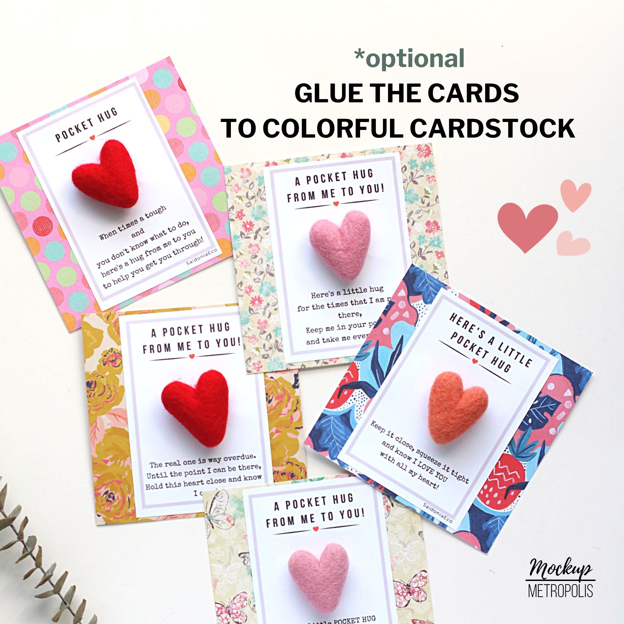 Printable Pocket Hug Cards, DIY Heart Messages - Etsy