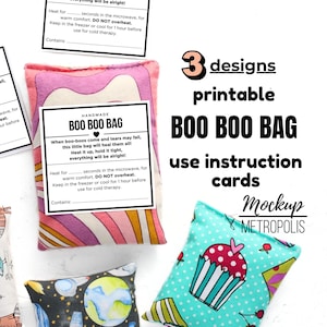 Boo Boo Bag Use Instruction Cards, Printable Heat Cold Pack Tags (PDF Download)