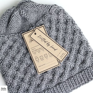 Pflegeanleitungskarten + BONUS Skinny Tags, PDF Strick-Häkeletiketten, druckbare handgemachte Produktanhänger, kreative DIY-Verpackungsmarkt