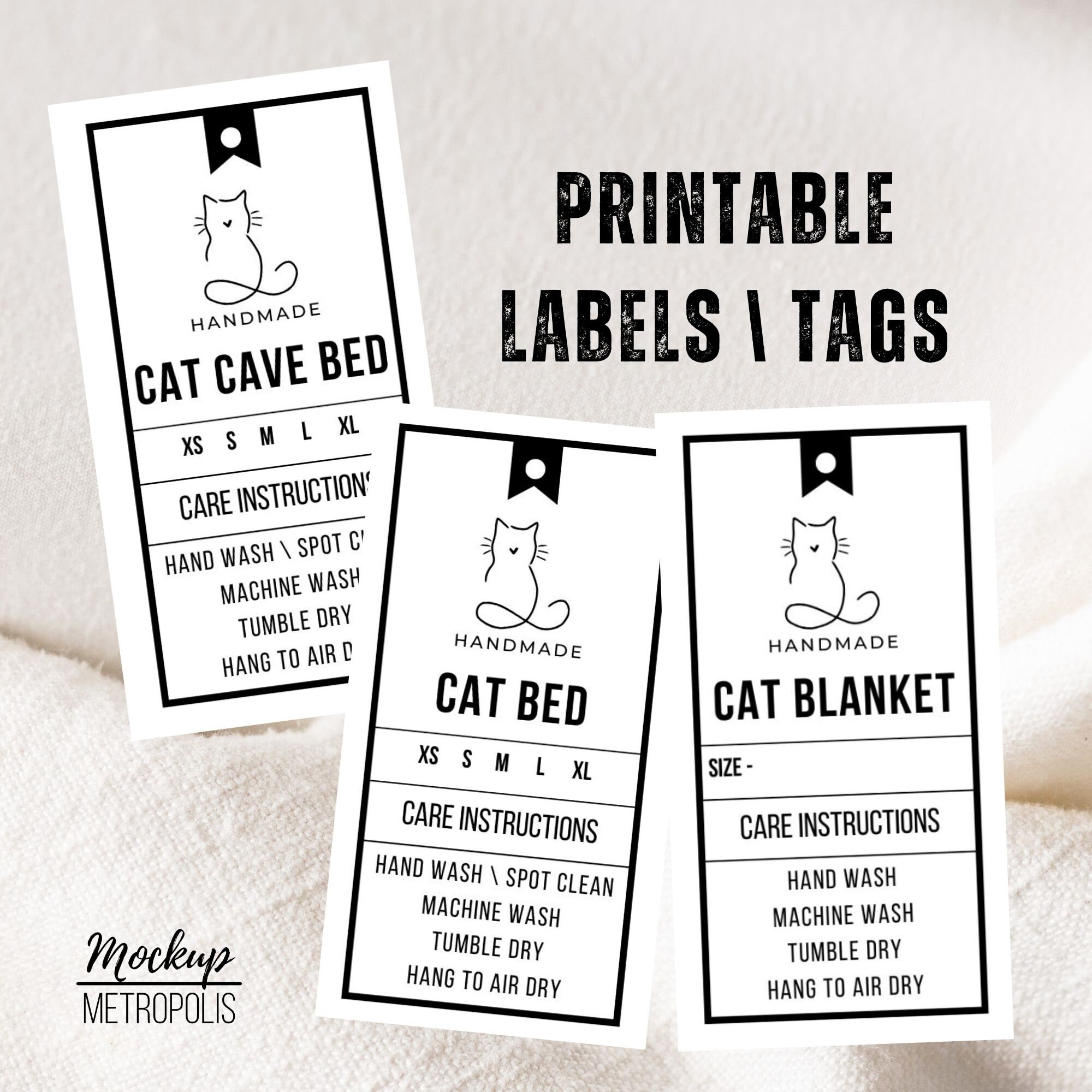Printable Cat Bed Labels, Cat Cave Bed Tags, Cat Blanket Labels ...