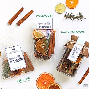 Simmering Potpourri Etiketten und Tags 3 Designs, handgemachte Produktetiketten, printable Simmer Gewürze Beutel Glas Tasche Markt Display Print