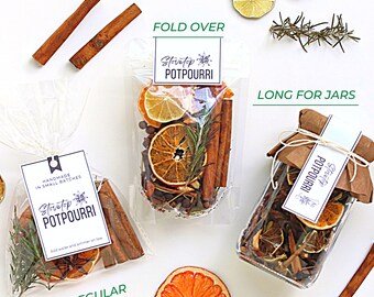 Simmering Potpourri Printable Labels, Handmade Spices Tags (PDF)