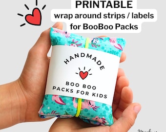 PDF Boo Boo Packs For Kids Wrap Around Labels, Printable Heat Cold Pack Tags Handmade Market Display Packaging