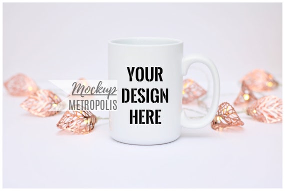 Classic White Mug Mockup Christmas Lights Styled Photo Etsy