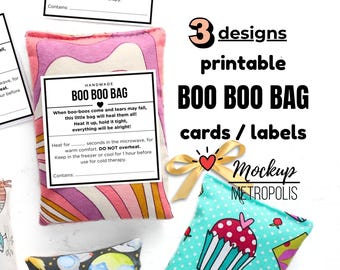Boo Boo Bag Etiketten zum Ausdrucken Verwendungskarten für Wärme- und Kälte-Minipacks (PDF-Download)