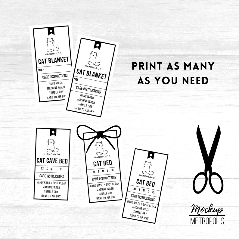 Printable Cat Bed Labels, Cat Cave Bed Tags, Cat Blanket Labels ...