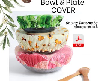 Bowl Plate Cover Sewing Pattern Beginner Handmade Eco Friendly Sourdough Proofing Reusable Elastic Bowl Wrapping Gift PDF Download