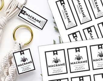 Macrame Plant Hanger Tags Printable Product Labels For Handmade Business Market Display Modern Boho Home Decor Garden Lover Gift PDF