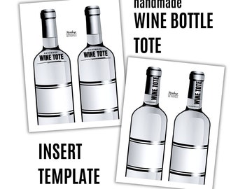 Druckbare Wein Flasche TOTE Template Insert Karten Markt Display für handgemachte Wein Tasche Flaschen abdeckung