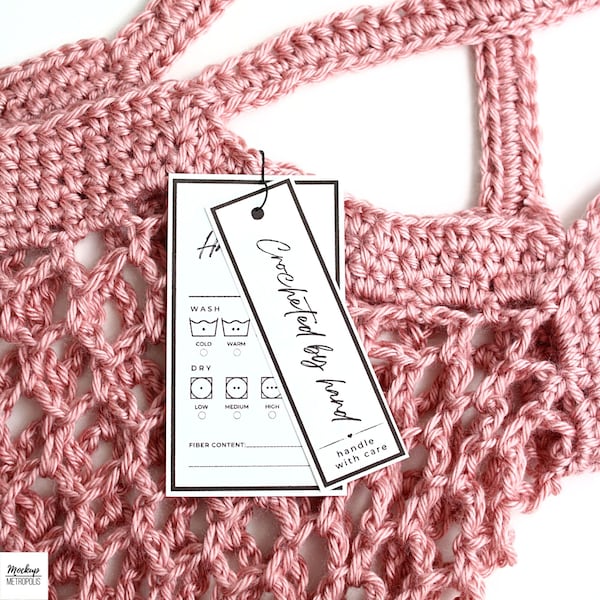 Crochet Care Instruction Cards + BONUS Skinny Tags, PDF Knit Labels, Printable handmade product hang tags, Creative DIY packaging market