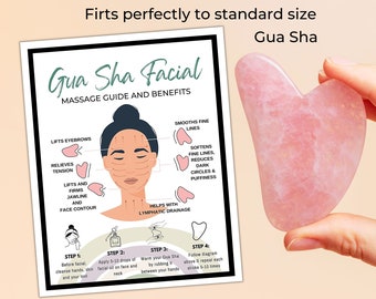 Gua Sha Facial Massage Guide Cards, Skincare Routine How To Chart Holistic Self Care Beauty Corporate Gift for Women, Esthetician Tool PDF