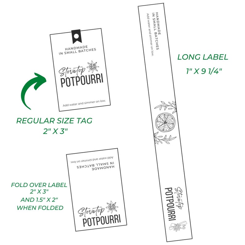 Simmering Potpourri Labels and Tags 3 Designs Handmade Etsy