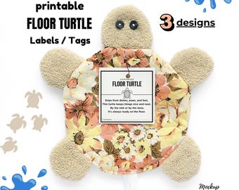 Printable LABELS for Kitchen Floor Turtle Digital Tags (PDF Download) *Not A Sewing Pattern