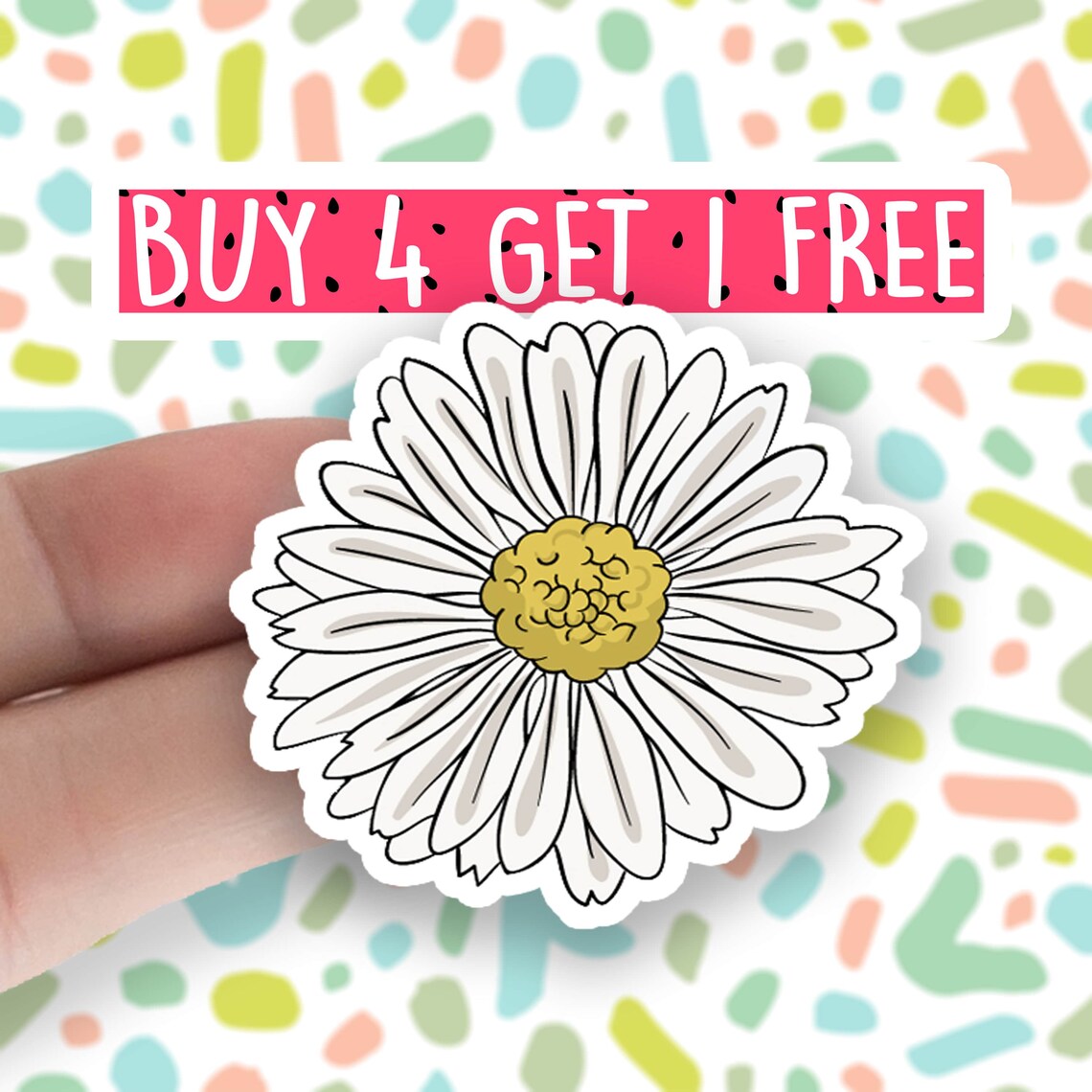 White Daisy Flower Sticker Good Luck Life Stickers Laptop Etsy