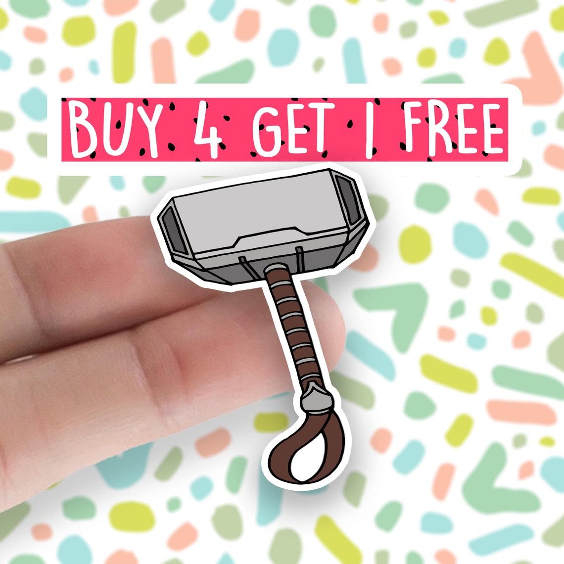 Thor Hammer Sticker Avengers Comic Stickers Laptop Stickers Etsy