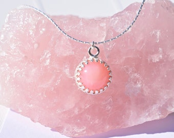 Pink Peruvian Opal Pendant Sterling Silver October Birthstone Zodiac Mothers day gift Birthday present Jewellery Christmas gift Teacher