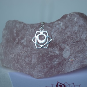 Sacral chakra symbol pendant, Syadisthana, I feel, Water element, Sterling silver, Second chakra