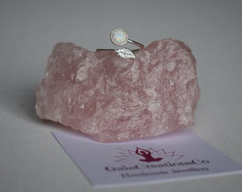 Weißer Opal Blatt Ring Sterling Silber Einstellbar Birthstone Sternzeichen Muttertagsgeschenk Geburtstagsgeschenk Schmuck Weihnachtsgeschenk Lehrer