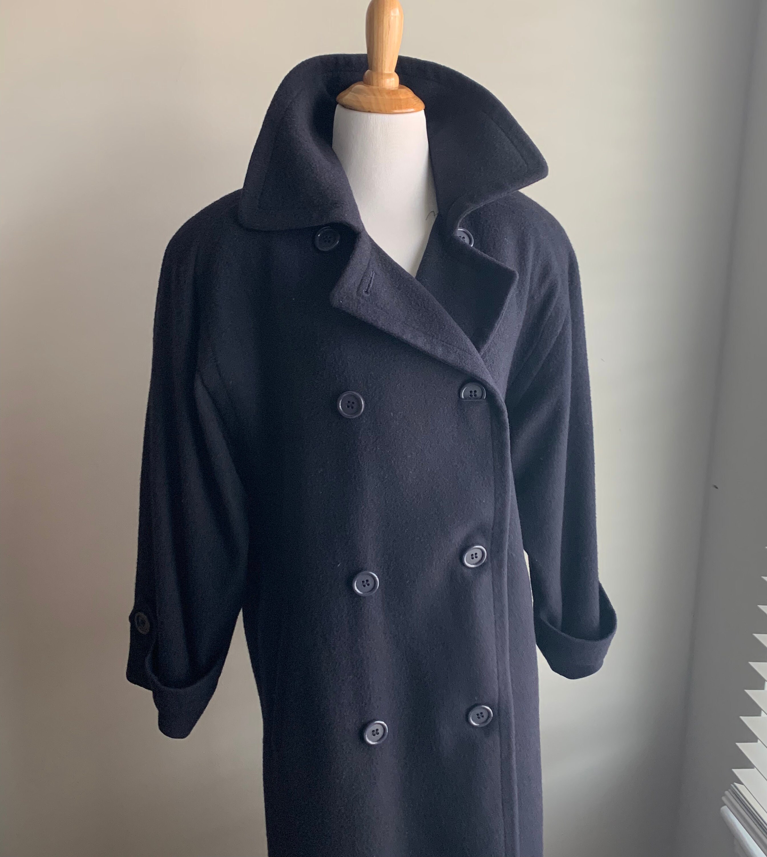 Vintage 80s Fleurette Camel Hair Navy 