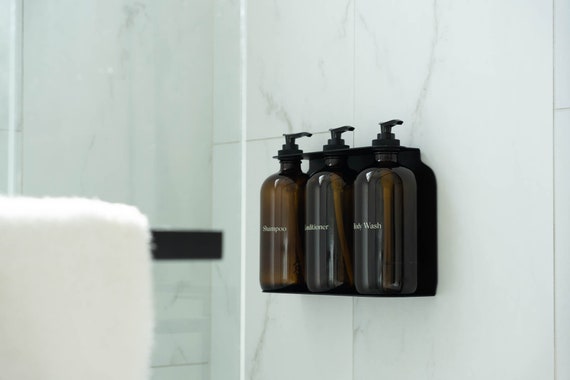 Triple Wall-Mount Shampoo and Soap Dispenser in Brushed Stainless Steel