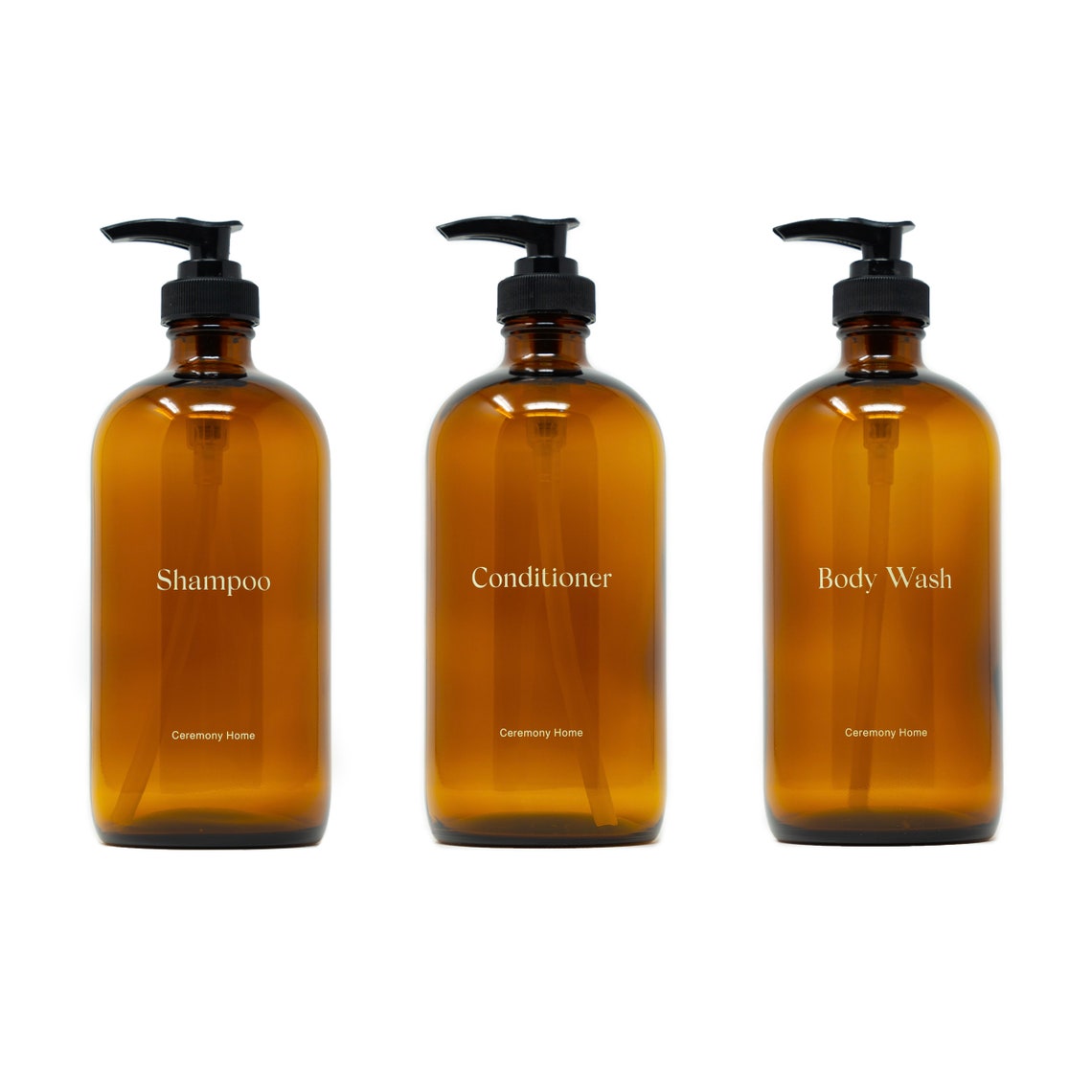 16 Oz Refillable Glass Bottles Shampoo Conditioner Body Wash Etsy