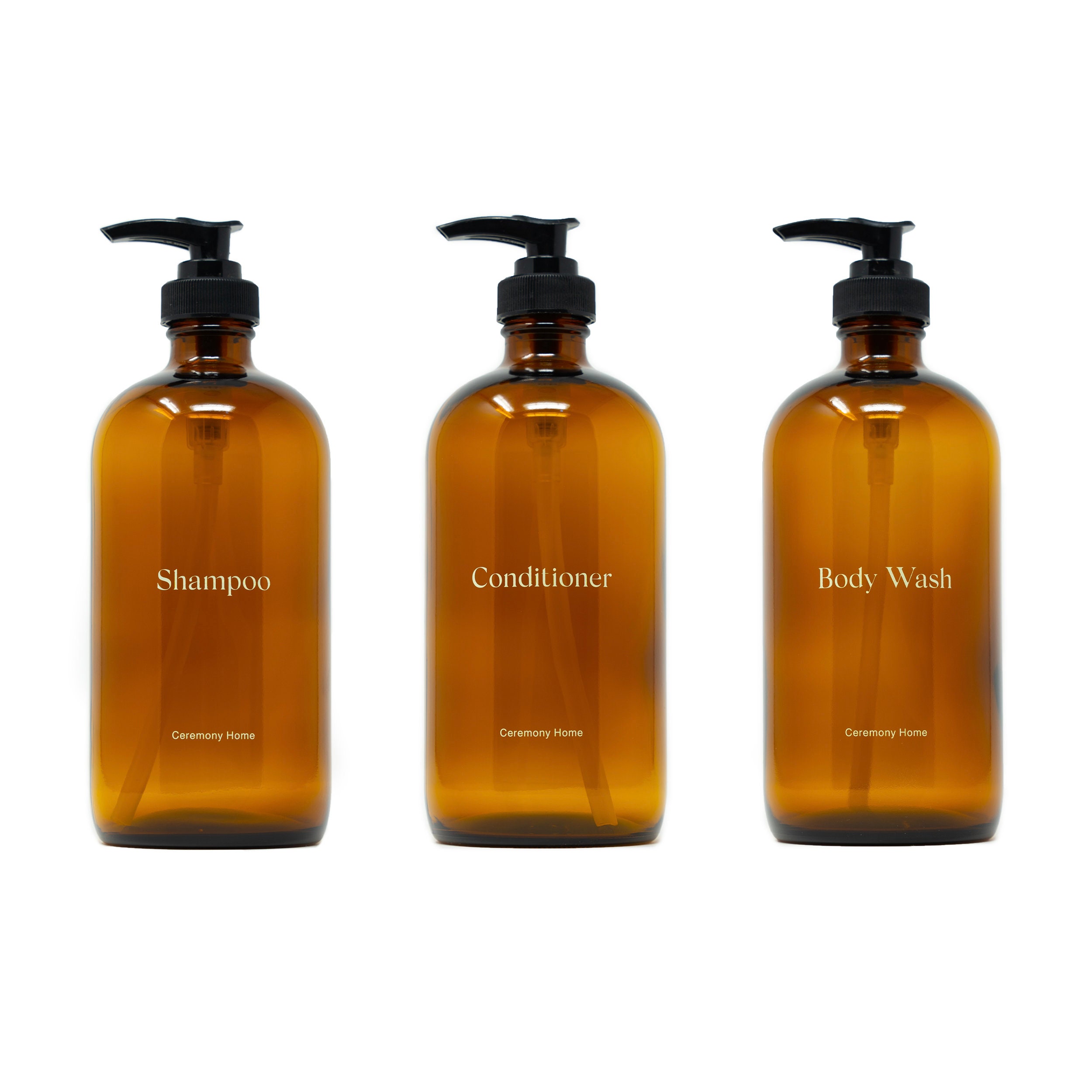 16 Oz Refillable Glass Bottles Shampoo Conditioner Body Wash Etsy