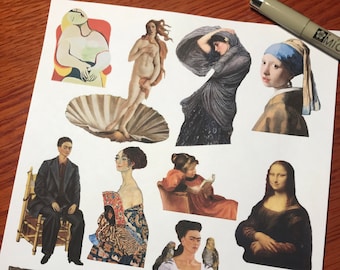 Juego de pegatinas Mujeres en el Arte (bellas artes)