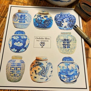 Ginger Jar Sticker Set | blue and white | chinoiserie | paper crafts | journal | happiness