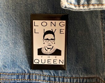 Queen RBG Button Pin – Ruth Bader Ginsburg | Gender Equality | Female Hero | Gift for Law Student