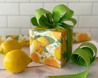 Citrus Splash Wrapping Paper – 20"x29" (5 sheets)  | Lemon | Gift Wrap | Gender Neutral Baby | Wedding | Birthday | Botanical