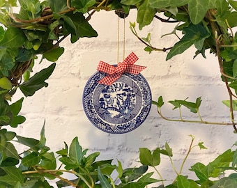 Adornos de sauce azul de porcelana (juego de 5) - Navidad / Decoraciones / Festividades / Chinoiserie / Azul y blanco / Tradicional / Reliquia