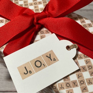 Scrabble Joy Gift Wrap Set (includes paper, tags, & ribbon) | Games | Puzzles | Crossword | Holiday | Christmas | Word Games | Crossword |