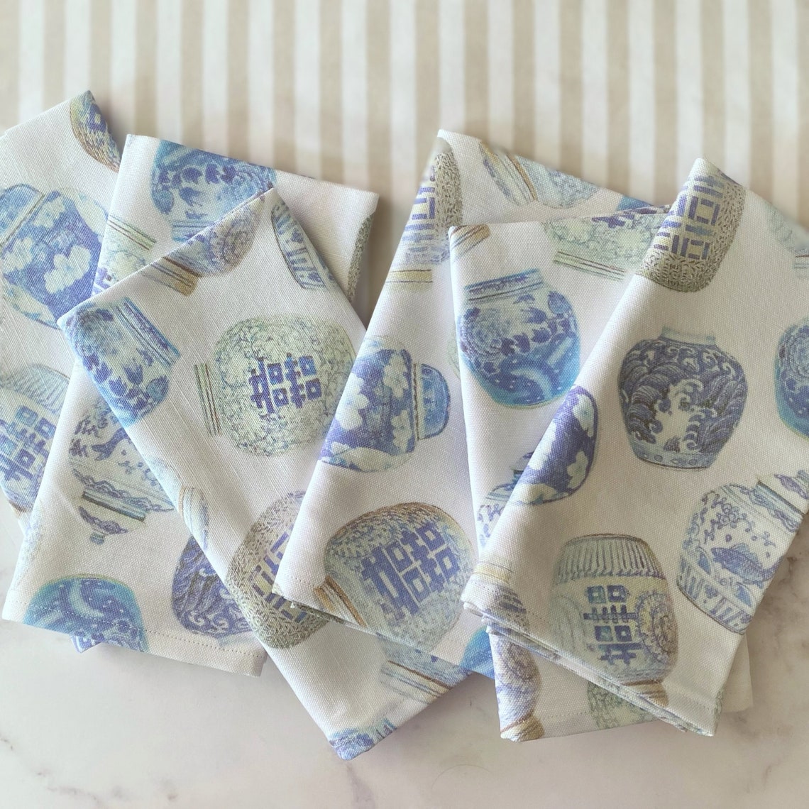 Faded Ginger Jar Jumble Linencotton Cloth Napkins Etsy UK