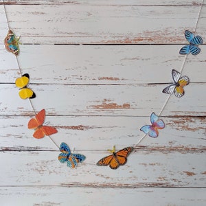 Butterfly Garland – 50&quot; –Durable Paper – Original Art | decor | home accent | pretty | nursery | baby | child | kid | cheerful