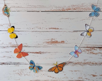 Butterfly Garland – 50" –Durable Paper – Original Art | decor | home accent | pretty | nursery | baby | child | kid | cheerful
