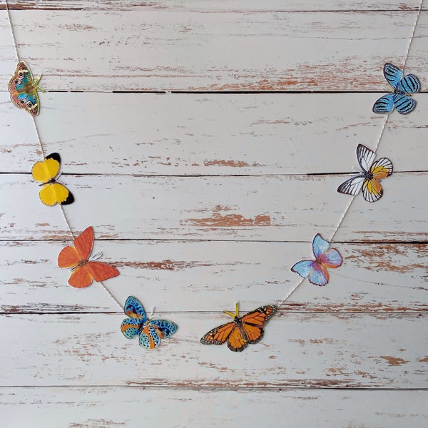 Butterfly Garland – 50" –Durable Paper – Original Art | decor | home accent | pretty | nursery | baby | child | kid | cheerful