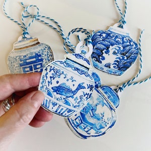 Ginger Jar Gift Tags (pack of 5) | Chinoiserie | Blue and White Gift Wrap | Traditional Wedding | Hostess Gift | Lunar New Year
