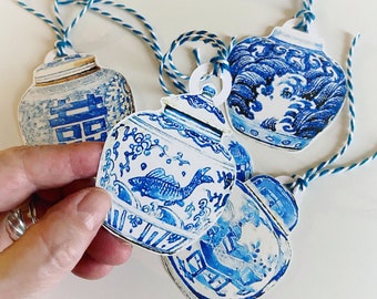 Ginger Jar Gift Tags (pack of 5) | Chinoiserie | Blue and White Gift Wrap | Traditional Wedding | Hostess Gift | Lunar New Year