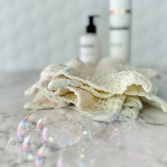 Waffle Weave Linen-Cotton Washcloths (set of 5) | Spa | Onsen | Facial | Exfoliating | Beauty | Modern | Coastal