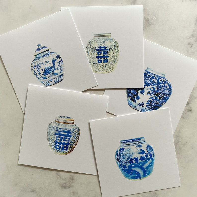 Ginger Jar Note Card Set 10 Images Blank With Matching Etsy