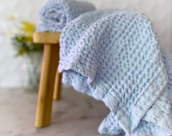 Waffle Weave Linen-Cotton Bath Towels (Set of Two) | Spa | Onsen | Turkish | Modern | Farmhouse | Coastal