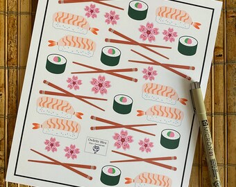 Wake Up Little Sushi Sticker Set ( Japanese / kawaii / Asian )