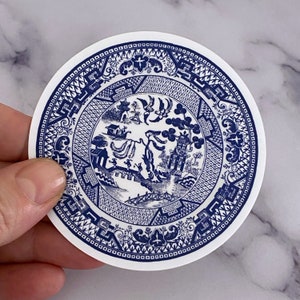 Blue Willow Vinyl Sticker 3&quot; | Willow Ware | China | Dishware | Staffordshire | Blue & White | Chinoserie