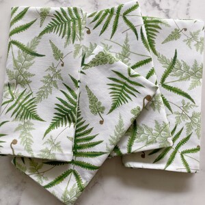 Woodland Fern Linen-Cotton Cloth Napkins Dinnerware Modern Farmhouse Shabby Chic Traditional Botanical Elegant Green image 5
