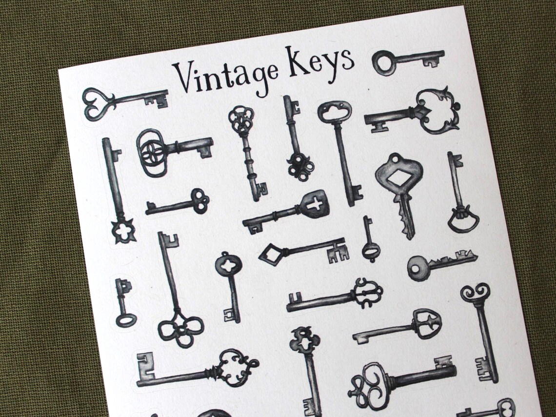 A6 Vintage Keys Sticker Sheet - Etsy UK